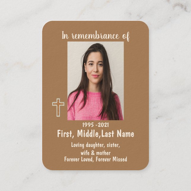 Foto Gebet Einfaches Christliches Kreuz Visitenkarte (Rückseite)