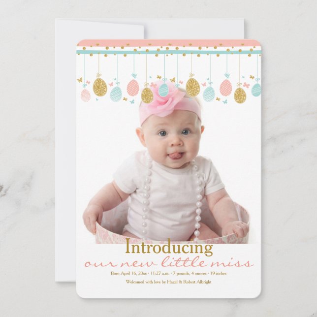 Foto-Geburts-Mitteilung Ostern bewegliche Feiertagskarte (Vorderseite)