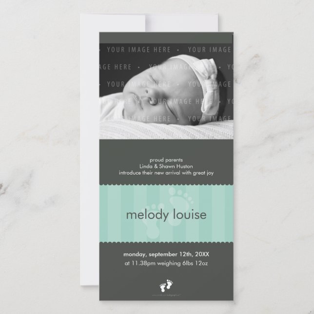 FOTO-GEBURTSANKÜNDIGUNG: glückliche Füße 2P Ankündigung (Vorderseite)