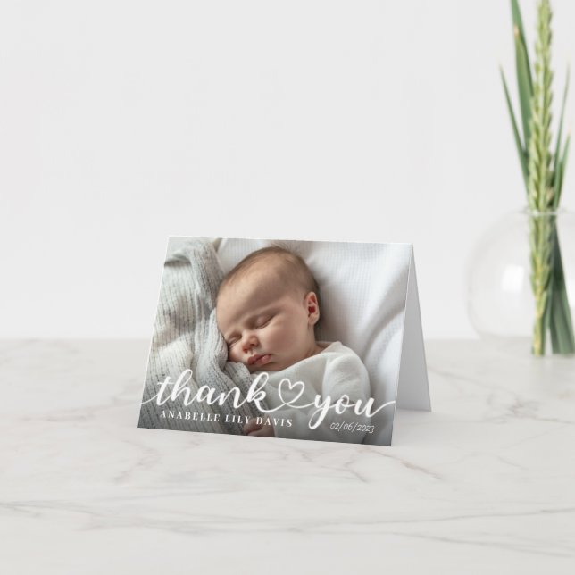 Foto Geburtsankündigungskarte, verbunden mit Danke Ankündigung (Vorderseite)