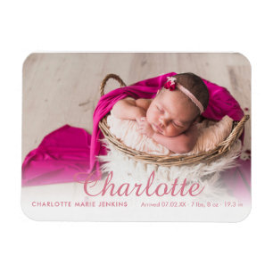 Foto-Geburtsankündigungsskript Name für Baby Mädch Magnet