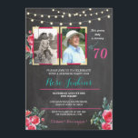 Foto Geburtstag 60. 70. Floral 2 Bilder laden Einladung<br><div class="desc">Fügen Sie Ihr Foto zu diesem Vintagen Chalk laden. Erhöhe jedes Alter. Rückdruck im Lieferumfang enthalten.</div>