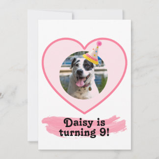 Foto Geburtstag mit rosa Pinsel Einladung