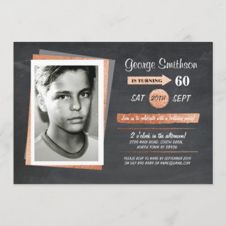 Foto Geburtstag Rose Gold Chalk Einladungen