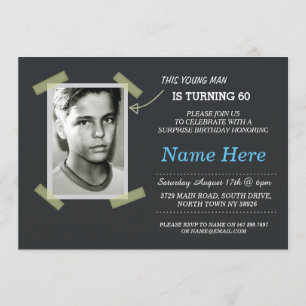 Foto Geburtstag Vintag Black Invite Mens 50. 60. Einladung