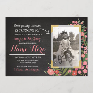 Foto Geburtstag Vintage Flora laden alle Altersgru Einladung