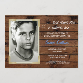 Foto Geburtstag Vintagen Stil Holzeinladungen Einladung