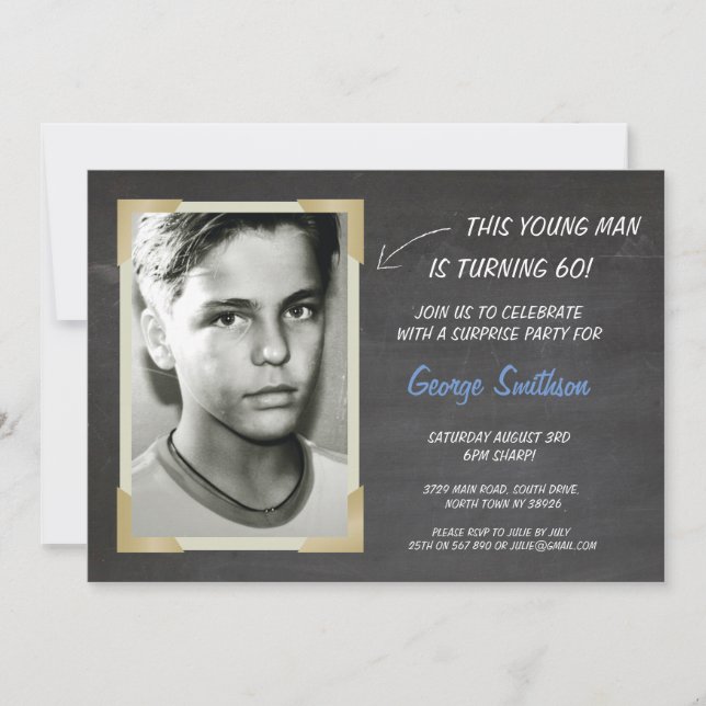 Foto Geburtstag Vintager Chalk Einladungen (Vorderseite)