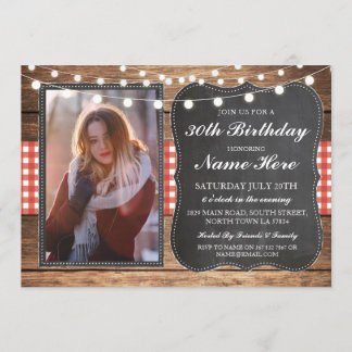 Foto Geburtstagsparty 30. Rustikaler Holzrotweinkh Einladung