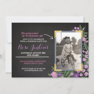 Foto Geburtstagsparty Lila Floral jedes Alter Einl Einladung