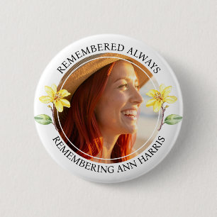 Foto-Gedenk-Erinnerung   Gelbe Blume Button