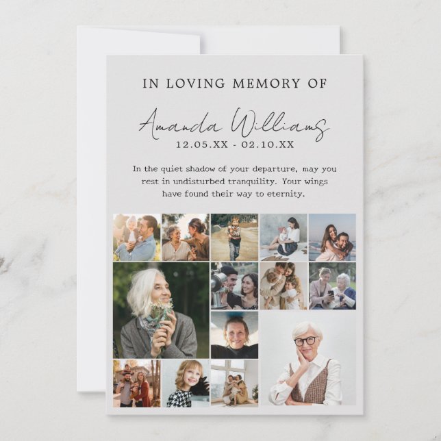 Foto Gedenkfeier - 15 FotoCollage Dankeskarte (Vorderseite)