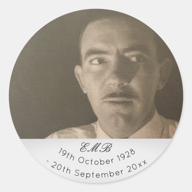 Foto-Gedenkfeier Monogramm Runder Aufkleber