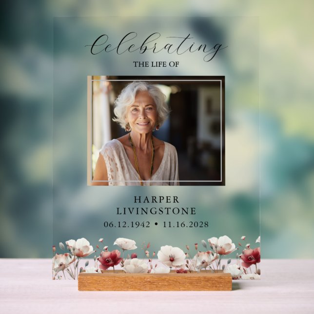 Foto-Gedenkstätte für Pink und Weißmohn 11x14 Acrylschild (Neutral)