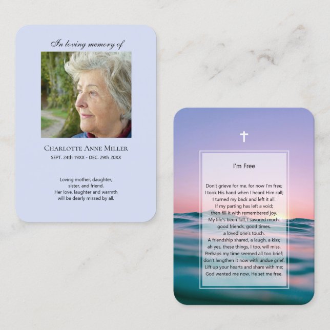 Foto Gedenkstätte Ich bin Gratis Gebetskarte Visitenkarte (Vorne/Hinten)