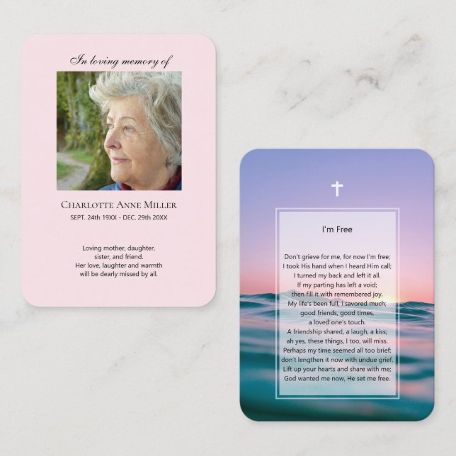 Foto Gedenkstätte Ich bin Gratis Gebetskarte Visitenkarte (Vorne/Hinten)