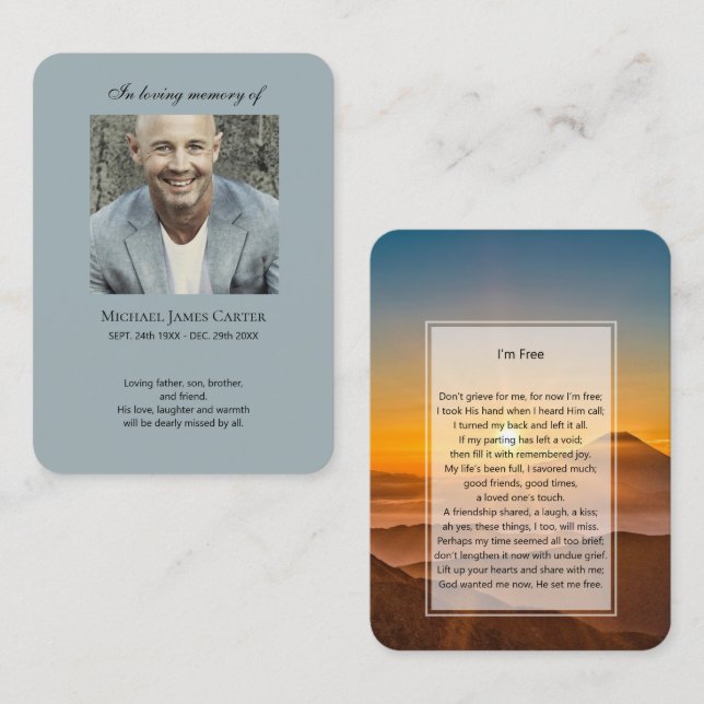 Foto Gedenkstätte Ich bin Gratis Gebetskarte Visitenkarte (Vorne/Hinten)