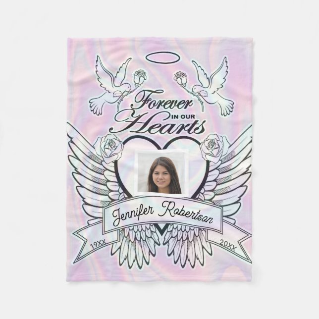 Foto-Gedenktafel rosa Fleecedecke (Vorderseite)