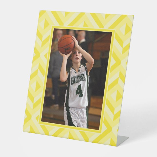 Foto Gelb dreiteiliges Diamantmuster Sockelschild (Vorderseite)