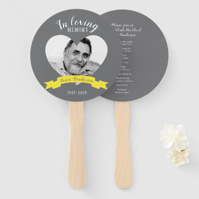 Foto-Gelbband-Programmfans für den Gedenkdienst Fächer (Vorne und Hinten)