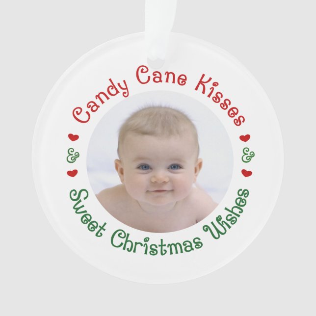 Foto-Geschenk des Babys 1. erstes Weihnachts Ornament (Vorderseite)