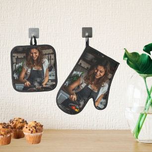 Foto Geschenk Familienmüttertag Ofenhandschuh & Topflappen-Set