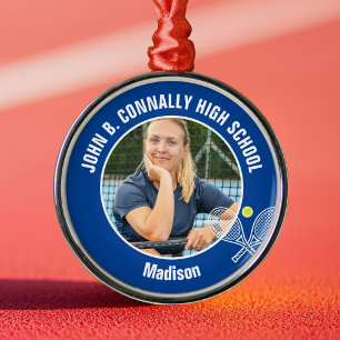 Foto-Geschenk für blauen Tennisspieler zu Weihnach Ornament Aus Metall