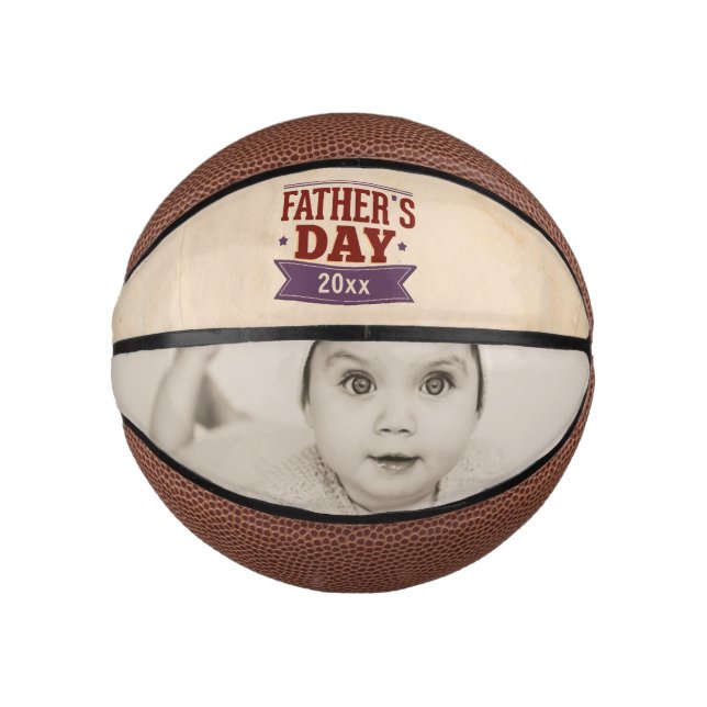 Foto-Geschenk für personalisierte Väter Mini Basketball (Vorderseite)