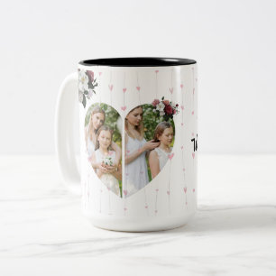 Foto Geschenk in Form eines Weißherzes Zweifarbige Tasse