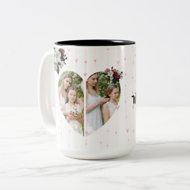 Foto Geschenk in Form eines Weißherzes Zweifarbige Tasse (Vorderseite Links)