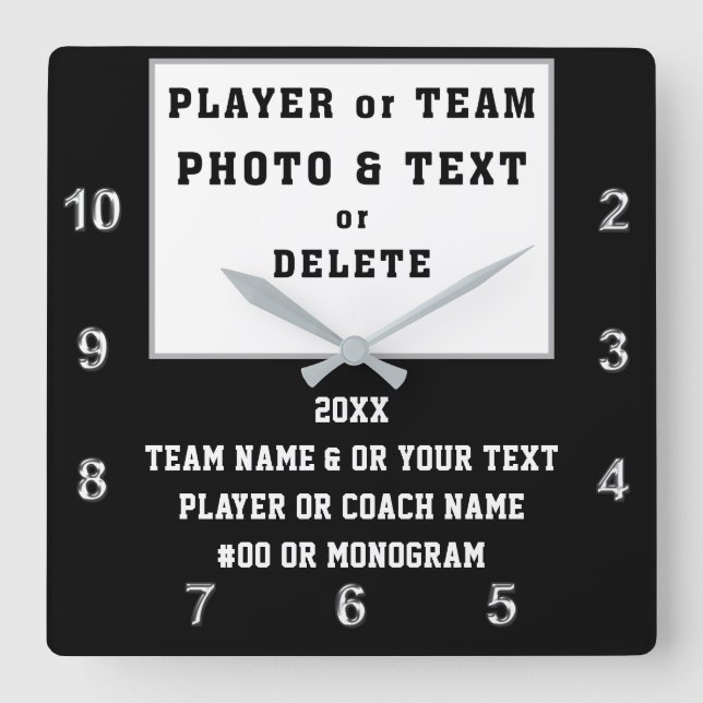 Foto, Geschenke am Ende der Saison, Schwarz-weiß,  Quadratische Wanduhr (Vorderseite)