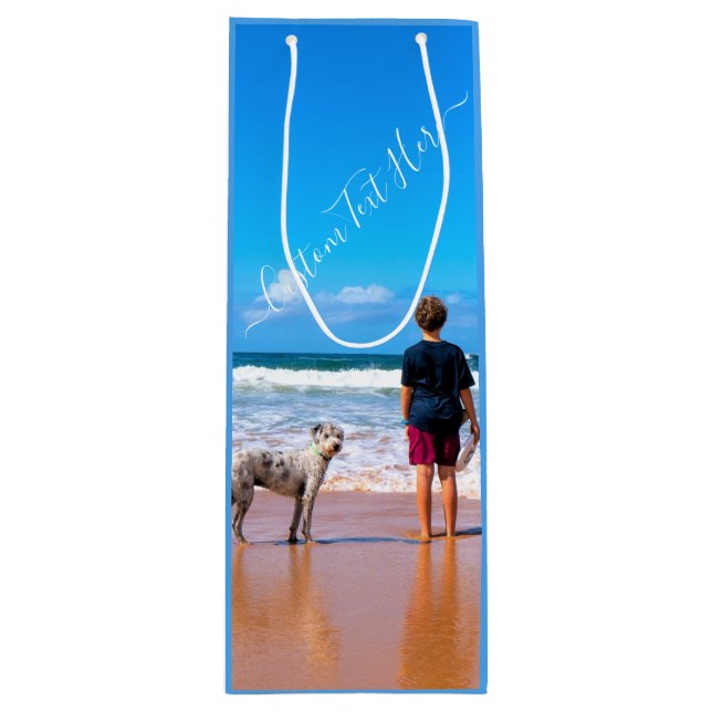 Foto-Geschenktasche mit Ihren Fotos und Text Geschenktüte Für Weinflaschen (Vorderseite)