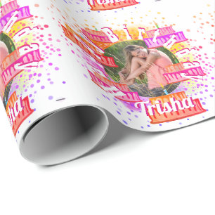 Foto Gift Wrap für Girls Geburtstagskuchen HAMbyWG Geschenkpapier