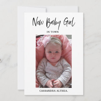 Foto Girl Birth Announcement Card Einladung