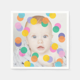 Foto Girl First Birthday Colorful Confetti Serviette