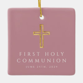 Foto Girl Religious Cross Pink Erste Kommune Keramikornament