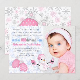 Foto Girls Winter ONEderland Geburtstagsparty Einladung