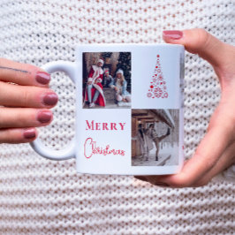 Foto Gitter Collage Red Merry Christmas Fünf Fotos Kaffeetasse