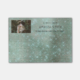 Foto Glam Custom Aquamarin Funkelnd Diamond Sequen Post-it Klebezettel