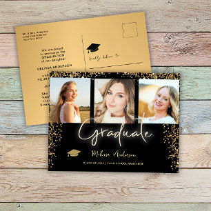 Foto Gold Absolvent Navy Blau Ballon Ankündigung Postkarte