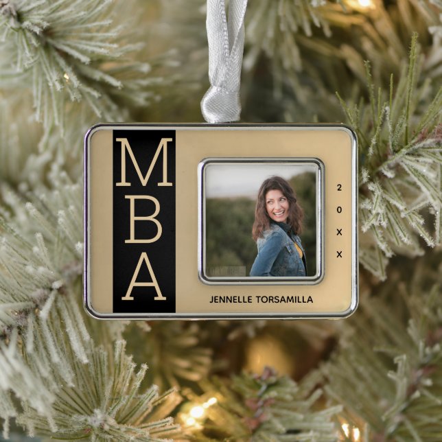 Foto Gold Black MBA Abschluss Rahmen-Ornament Silber (Baum)