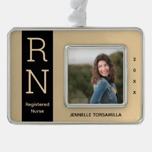 Foto Gold Black RN Nurse Rahmen-Ornament Silber