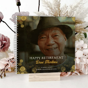 Foto Gold Confetti Happy Retirement Party Guest Notizbuch