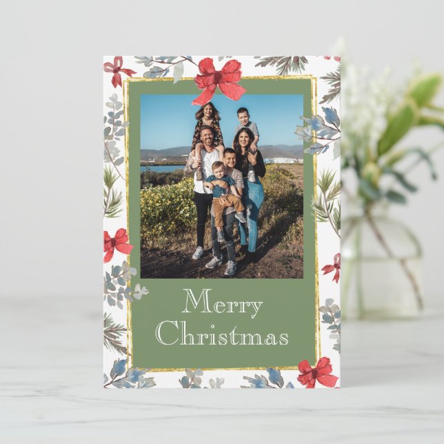 Foto Gold Frame Frohe Weihnachten Personalisiert (Stehend Vorderseite)