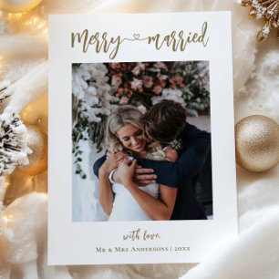 Foto Gold Frohe und Verheiratete Erstes Weihnachte Feiertagskarte