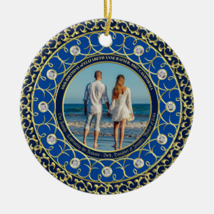 Foto Gold Gedenkfeier Diamond Portrait Blue Keramik Ornament