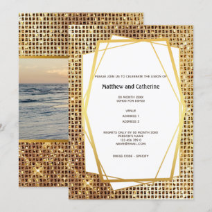 Foto Gold Glitter geometrischer Rahmen DIY Budget Einladung