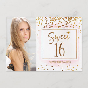 Foto Gold Pink 16 . Geburtstag Einladung zum Gebur