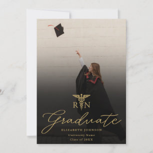 Foto Gold Script RN Nursing Graduation Party Einladung