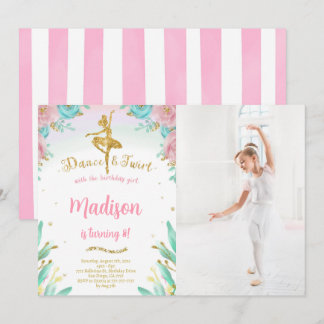 Foto Gold und Green Ballerina Einladung
